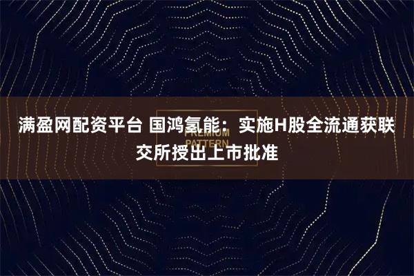 满盈网配资平台 国鸿氢能:实施H股全流通获联交所授出上市批准