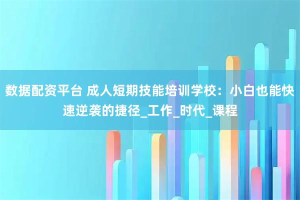 数据配资平台 成人短期技能培训学校：小白也能快速逆袭的捷径_工作_时代_课程